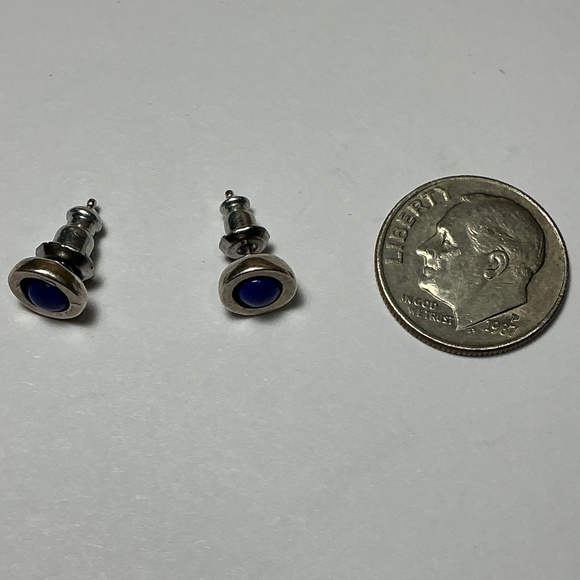 Sterling Silver Lapis Lazuli Stud Earrings - Picture 4 of 5
